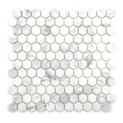 Calacatta Gold 1x1 Hexagon tiles wall