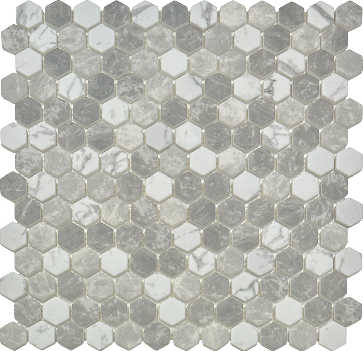 1" Hexagon Recycled Glass Mosaic tiles