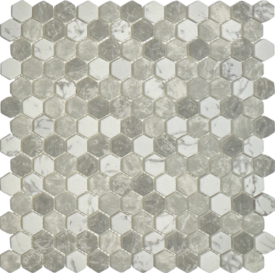 1" Hexagon Recycled Glass Mosaic tiles