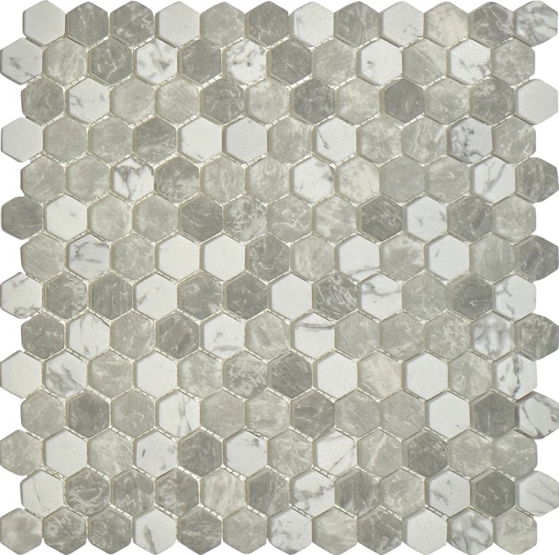 1" Hexagon Recycled Glass Mosaic tiles