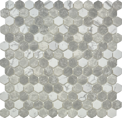 1" Hexagon Recycled Glass Mosaic tiles