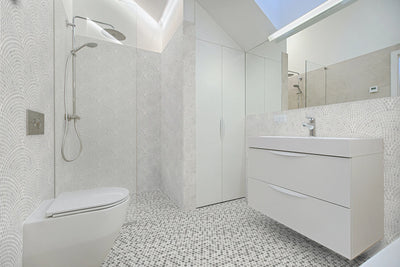 1" Hexagon Recycled Glass Mosaic bathroom tiles