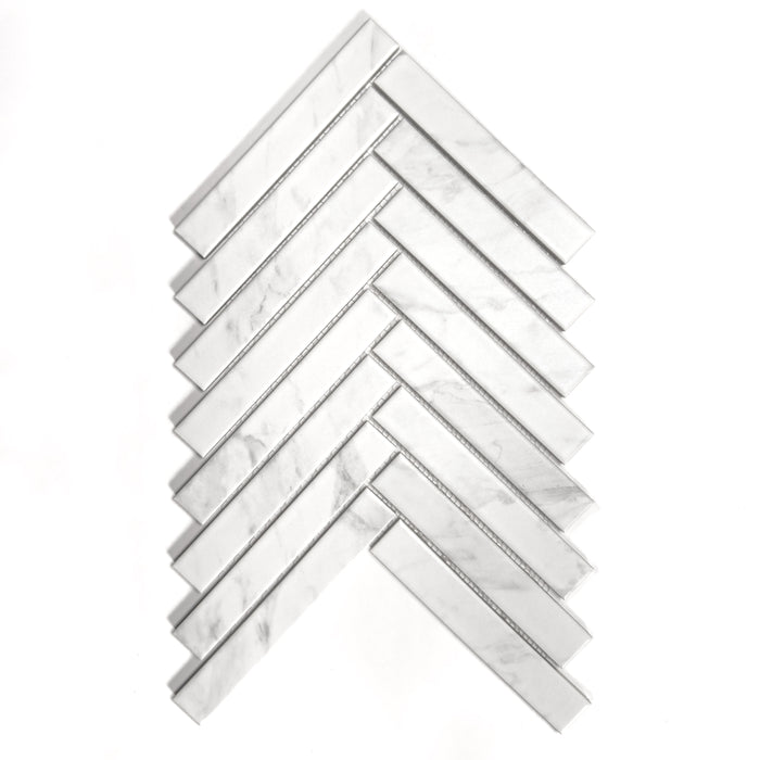 1" X 6" Recycled Glass Herringbone Mosaic