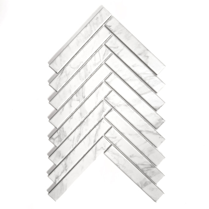 1" X 6" Recycled Glass Herringbone Mosaic