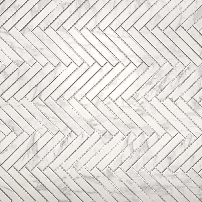 1" X 6" Recycled Glass Herringbone Mosaic