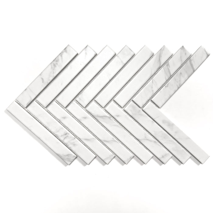 1" X 6" Recycled Glass Herringbone Mosaic