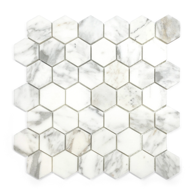 Calacatta Gold 2" X 2" Hexagon tiles wall