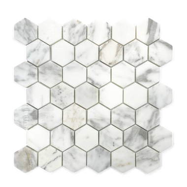 Calacatta Gold 2" X 2" Hexagon tiles floor