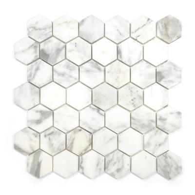 Calacatta Gold 2" X 2" Hexagon bathroom tiles wall