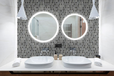 Oval Recycled Glass Mosaics bathroom tiles