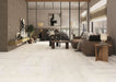 40" by 40" Inari stone look porcelain tiles in living room 