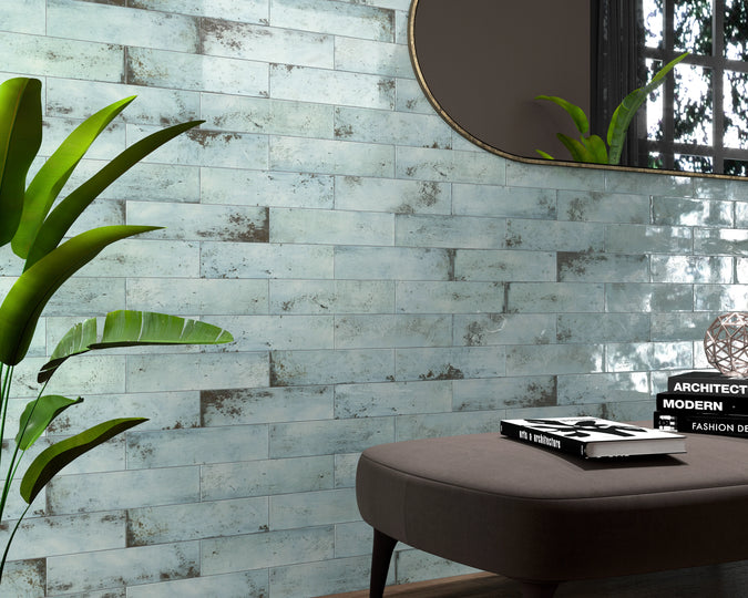 Rustic Rhea acqua bathroom tiles wall