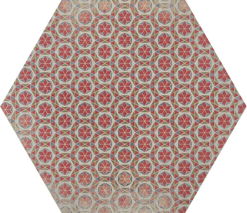 hexagon bloom colored motifs porcelain tiles wall