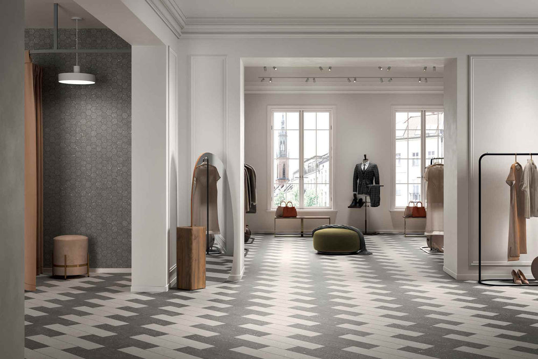 Cream Terrazzo Matte Porcelain Gres Tile Obsidian Pearl ShoppingMall