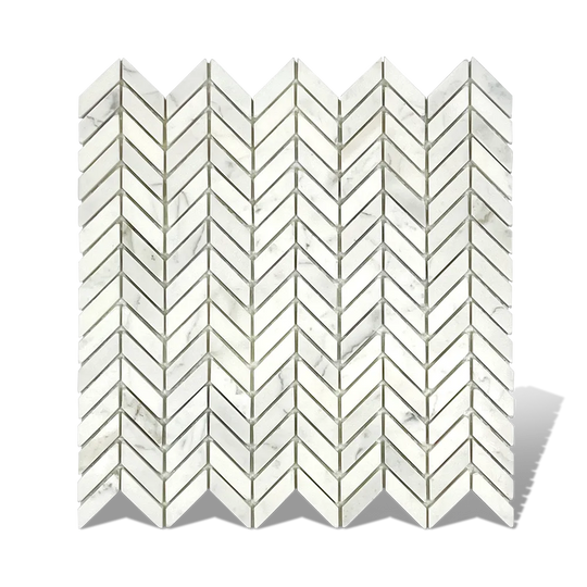 Calacatta Gold 1/2 x 1 Mini Chevron honed finish tiles