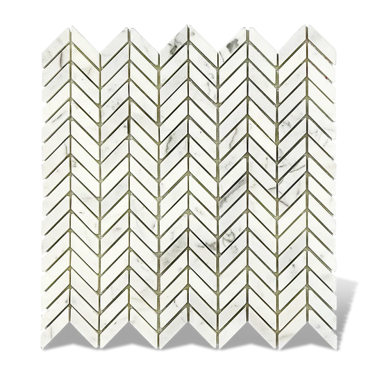 Calacatta Gold 1/2 x 1 Mini Chevron tiles floor