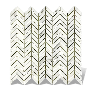 Calacatta Gold 1/2 x 1 Mini Chevron tiles floor