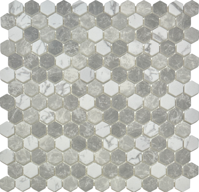 1" Light Marble Hexagon Mosaic