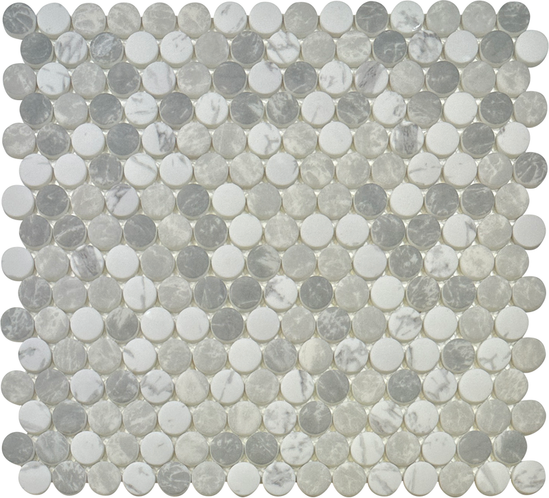 Light Marble Penny Round Mosaic