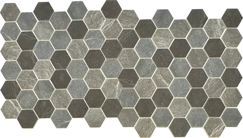 2" Dark Marble Hexagon Mosaic