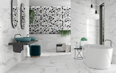 Insignia White Marble matte tiles wall