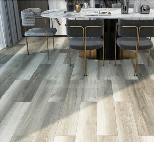 ashed oak cool gray wood lvp flooring dining room