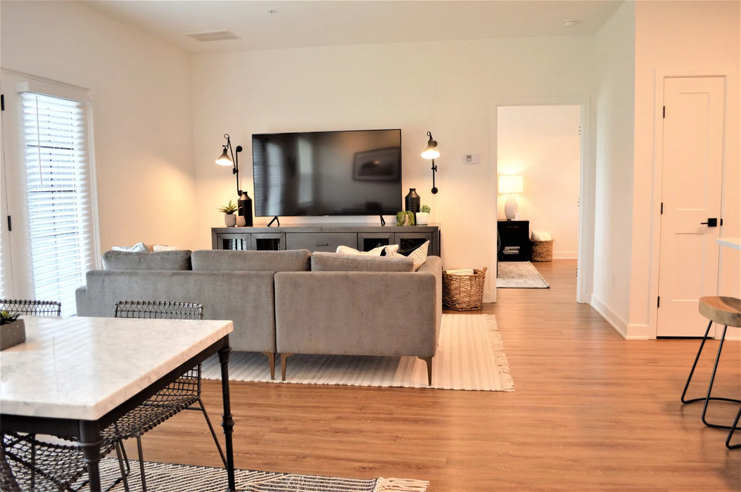 brushed oak luxury vinyl plank flooring living room