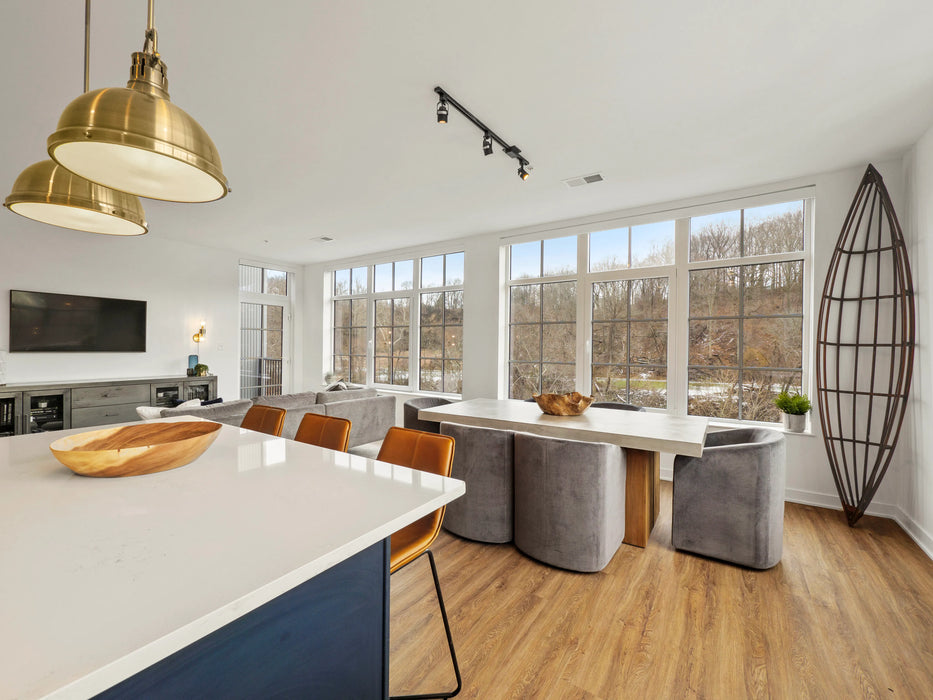 brushed oak luxury vinyl plank flooring for the dining room