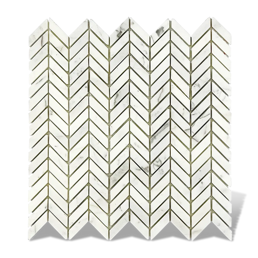 Calacatta Gold 1/2 x 1 Mini Chevron tiles floor