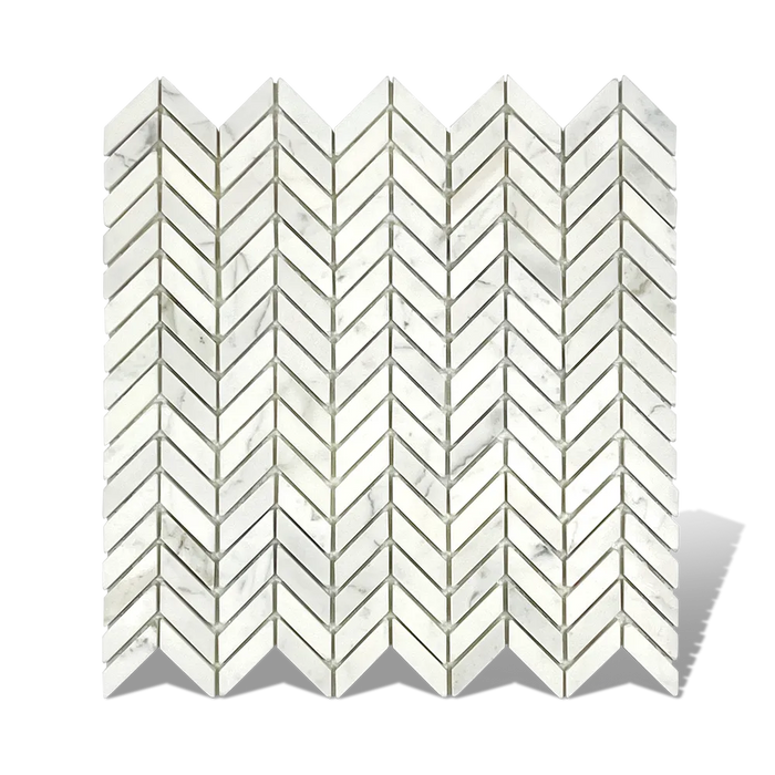 Calacatta Gold 1/2 x 1 Mini Chevron honed finish tiles