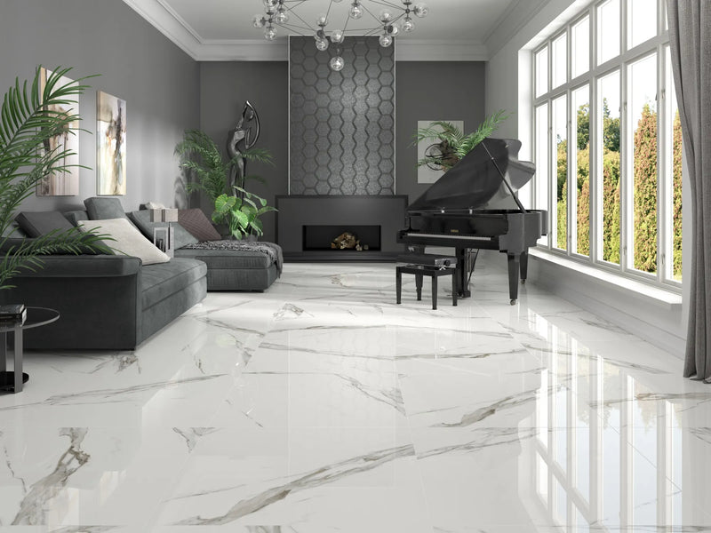 calacatta superwhite ceramic living room floor tile