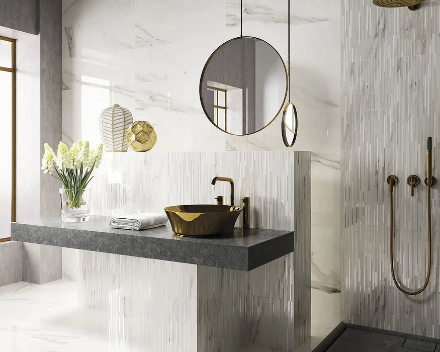 calacatta superwhite ceramic marble bathroom floor wall tile
