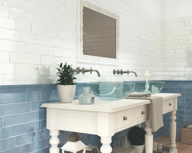 camden french blue glossy bathroom wall tile