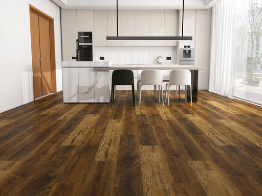 cathedral oak luxury vinyl plank dark brown kitchen flooring