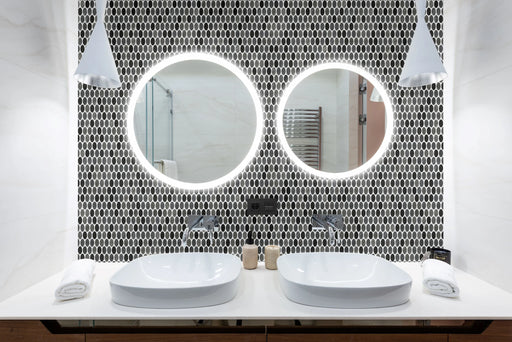 dark marble Oval Recycled Glass Mosaics bathroom tiles