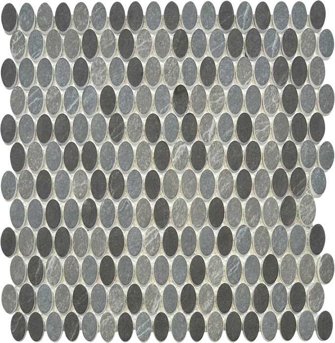 dark marble oval recycled glass mosaics floor tile