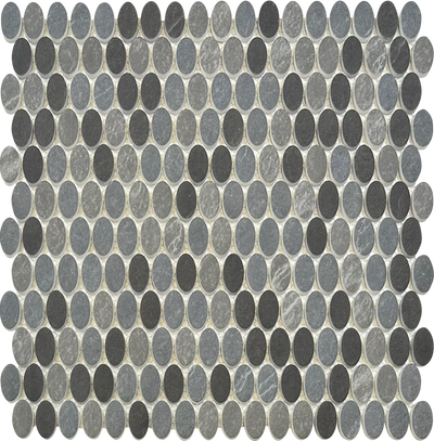 dark marble oval recycled glass mosaics wall tile