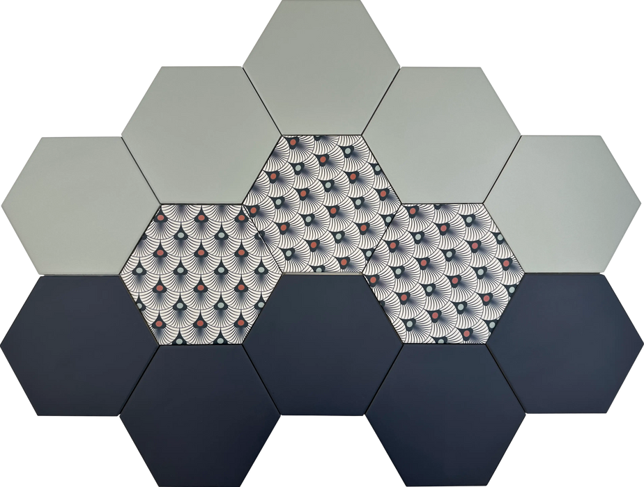 Flamingo Blue Flamingo Dark Blue Flamingo Marlin Hexagon Bathroom Tile

