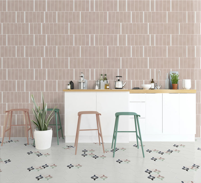 Flamingo White And Flamingo Greta Porcelain Hexagon Tiles for kitchen 