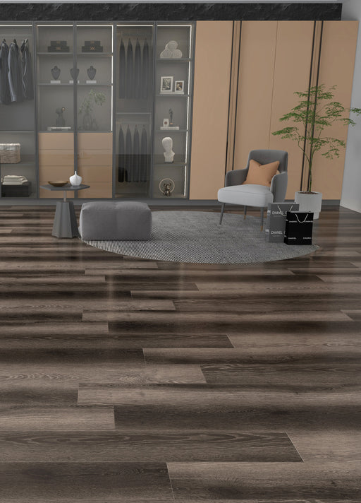 flax dark brown grey luxury vinyl plank flooring for commercial spaces