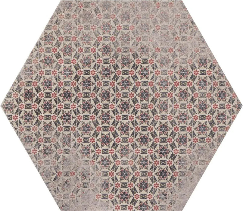 hexagon bloom colored motifs kitchen wall and floor tiles