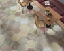 hexagon bloom garden dining room tile