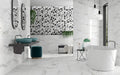Insignia White Marble matte tiles wall and floor in the bathroom