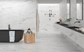insignia white marble matte finish porcelain grey veins bathroom tiles
