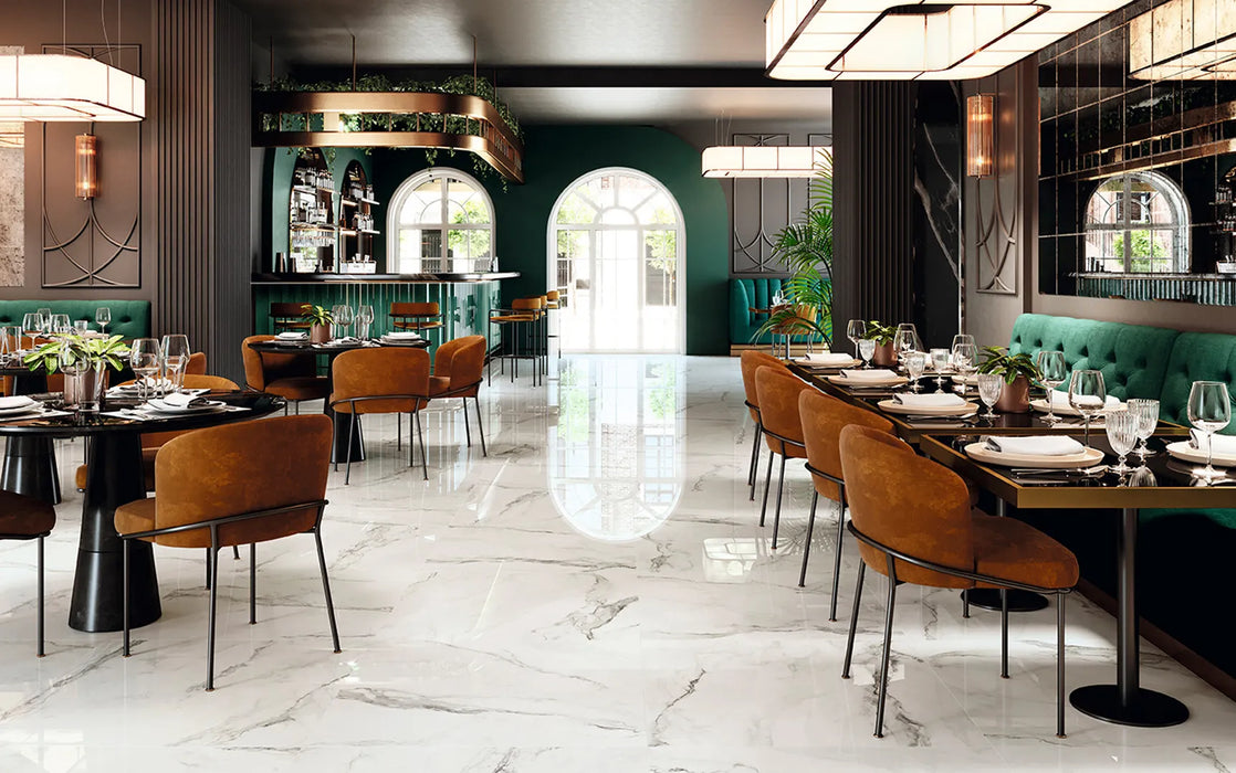 Insignia White Marble matte tiles floor
