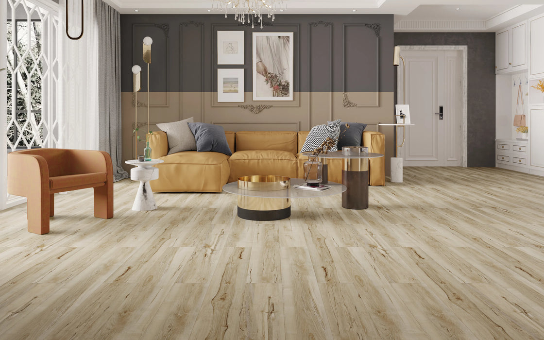 laurel springs light brown and beige luxury vinyl plank flooring living room