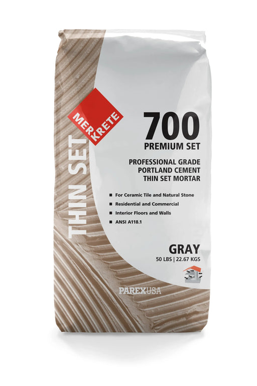 merkrete 700 premium thin set gray 50 pound bag