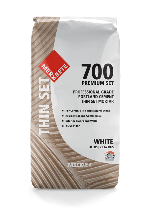 merkrete 700 premium thin set white 50 pound bag
