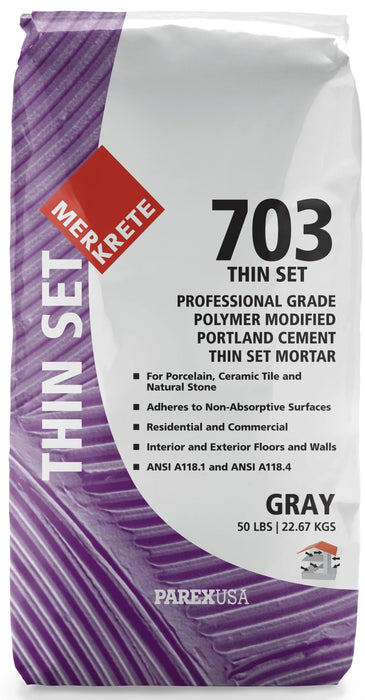 merkrete 703 thin set gray 50 pound bag professional grade 