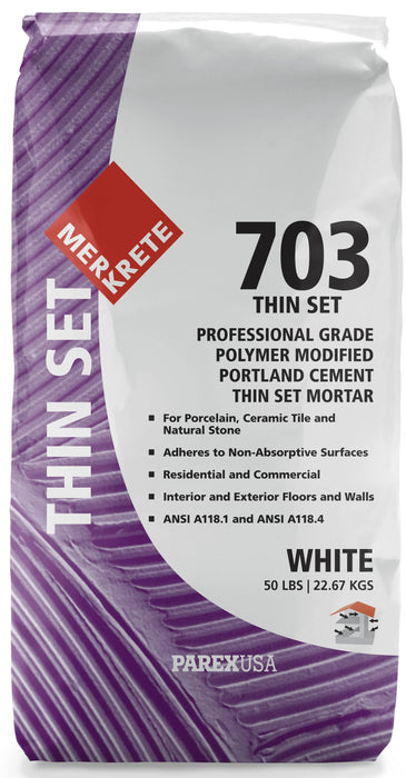 merkrete 703 thin set white 50 pound bag